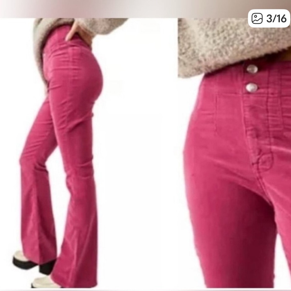 Free People Pink Jayde Corduroy Pants Pink 28